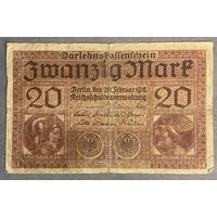 Банкнота 20 марок 1918 год. Германская империя.