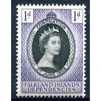 Британские колонии - Фолклендские острова (Dependencies) - 1953г. - коронация королевы Елизаветы II - 1 марка - полная серия, MNH [Mi 18]. #2-Bc-36-A-1