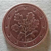 Германия 5 евроцентов, 2013 г. отметка мд "А" - Берлин, KM# 209