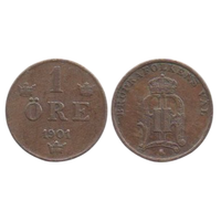 Королевство Швеция (Объединённые Королевства Швеции и Норвегии). 1 эре 1901. Нечастая.