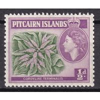 170.BrK. Великобритания. Колонии. Острова Питкэрн. Елизавета II. Местные мотивы. 1957 г. 1/2P. Mi.#20. MNH.