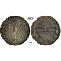 2 гульдена 1855 г. Франкфурт. Германия. 300 лет религиозному миру. NGC MS 64. Серебро. КМ# 353