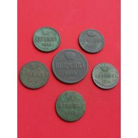Денежка 1856, 1858, 1859, 1860, 1861. 1 копейка 1861 г. С рубля, без м.ц. См. другие мои лоты!