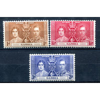 Британские колонии - Гамбия - 1937г. - коронация короля Георга VI и королевы Елизаветы - 3 марки - полная серия, MLH, MH [Mi 120-122]. #2-Bc-36-A-1