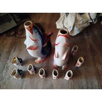 2 графина и 8 рюмок,рыбы,с рубля