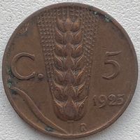 Италия 5 чентезимо 1925 г.