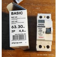 УЗО ВДТ-40 2P 63А/30мА EKF (электронное)