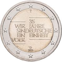 Германия 2 евро, 2025 35 лет объединению Германии F UNC из ролла
