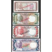 Сьерра-Леоне набор из 4 бон 1978 года. Типы P-4, Р-5, Р-6, Р-7. Состояние UNC