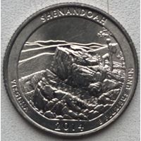 США 25 центов (квотер) 2014 г. D. Национальный парк Шенандоа. Штат Виргиния