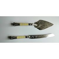 Лопатка с ножом для торта. 1970-ые. Медь, серебрение.