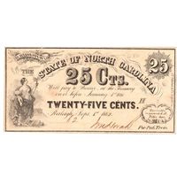 США, конфедерация, Северная Каролина, 1862 г., 25 центов.  Редкие!