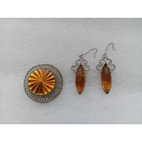 Брошь, серьги