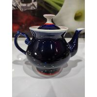 С 1 рубля!!! Заварочный чайник синий, фарфор.