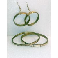 Браслеты и серьги латунь кость комплект Индия времён СССР