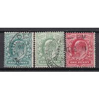 85.Br. Великобритания. Эдуард VII. 1/2P., 1P. 1902 г. Стандарт. Mi.##102A/103A/104A.