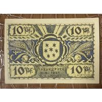 Нодгельд 10 пфеннигов 1921 год. Фолькштедт. Веймарская республика
