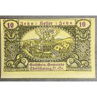 Нотгельды Австрия  Эбершванга 10 геллеров 1920 год.