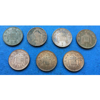 Великобритания 1 пенни 1998, 1999, 2000, 2001, 2002, 2003, 2004, 2005, 2007, 2008