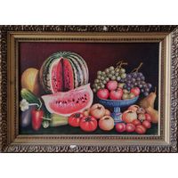 Картина Кузьмин А.Ф. "Овощи и фрукты". х.м. 40х60см. 1991г.