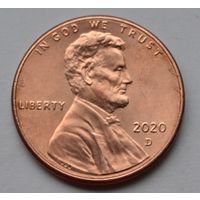 США, 1 цент  2020 г. D