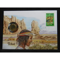 Чад Центральная Африка 10 франков 1983 г конверт первого дня КПД