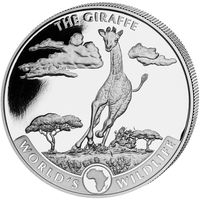 Конго 20 франков 2019 Жираф Дикая природа Серебро 9999