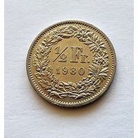 Швейцария 1/2 франка, 1980