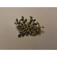 Брошь Веточка стразы Аврора Бореалис Англия винтаж