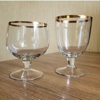 Бокалы на низкой ножке, стекло с позолотой СССР,  поштучно.