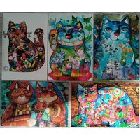 Цветочные коты. 5 шт. О.Зайка. Россия. 2015 г.