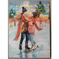 На катке. Чистотина Евгения. Авторская открытка, глянец. АСARDS.BY