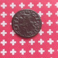 Монета медная, боратинка" (шеляг)1666 г., медь, оригинал, редчайший сохран., Не чищен,