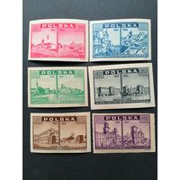 Польша 1945 Полная серия марок "Взгляд из Варшавы: до и после ее разрушения" (чистая**) Mi.414-419 каталог 6.00 евро