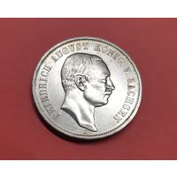 Германия. 3 марки. 1909 год. Саксония. Фридрих Август. Серебро. Распродажа с 1 рубля без МЦ!