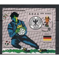 КНДР-1990,(Мих.Бл.256)  гаш.  , Спорт, Футбол,ЧМ-1990