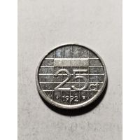 Нидерланды 25 центов 1992