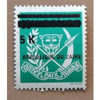 Марка Заир, Конго, герб Республики с надпечаткой, 1970 г