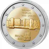 Мальта 2 евро, 2021 Доисторические места Мальты - Таршиенский храмовый комплекс UNC