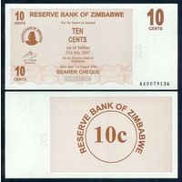 Зимбабве 10 центов 2007 (2006) года, UNC