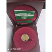 Футляр из дерева для монет с одним ложементом диаметром 26 мм. с тесьмой и карманом для сертификата, цвет вишня