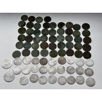 Большой лот серебренных монет времён Речи Посполитой - 77 штук