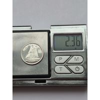 10 центов 1965 года. Канада, Королева Елизавета II (1953 - 2025). Серебро 800. Монета не чищена. H45604.