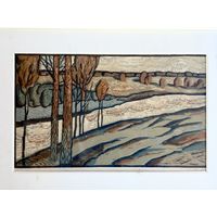 Линогравюра Летний Вечер авт Е.Тиханович 1991г