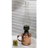 Медная керосиновая лампа со стеклом. "Артель Москва". Примерно 1930-тые годы. .