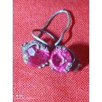 Серебро,серьги с камнями,875 , СССР , без Минимальной цены