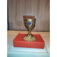 Лампада настольная, латунь, высота 12 см., клеймо.