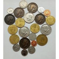 Лот монет Европы. Америки, Азии 24 шт