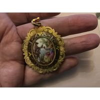 Кулон Свидание стиль Лимож оправа Дамаскин Испания винтаж