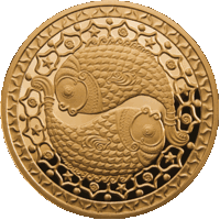 Знаки зодиака.2011 год. Рыбы. Футляр и сертификат